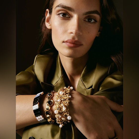 New Anthropologie Modern Stretch Bracelet Black - Picture 2 of 8